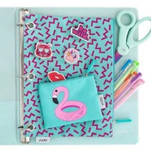 Yoobi Flamingo 2 Piece Teel Pouch Storage Set - Picture 3 of 3